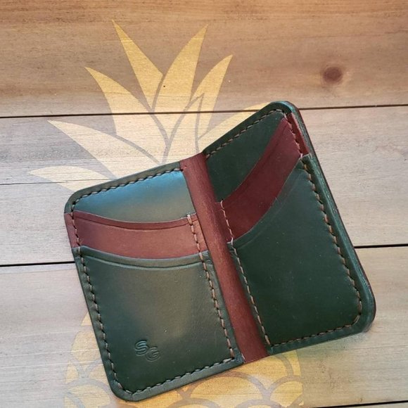 ScapeGrace Designs Brown and Green Leather Wallet